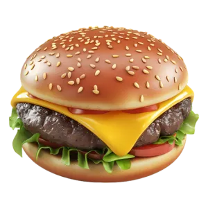 Saftiger Beef Burger mit Käse und Salat