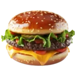 Cheeseburger mit Cheddar Käse und Salat