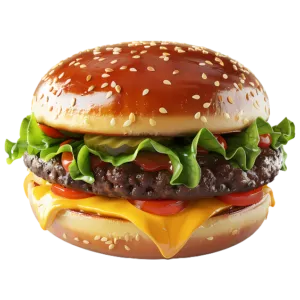 Cheeseburger mit Cheddar Käse und Salat