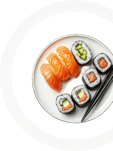 Frische Lachs Sushi Roll mit Avocado